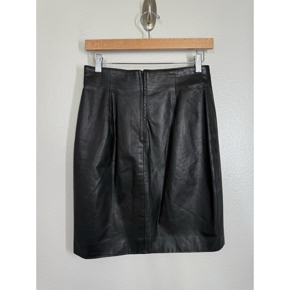 Byrnes & Baker Vintage Black Leather Skirt Women's Size 10 Zip Closure Rock Chic - Picture 3 of 11